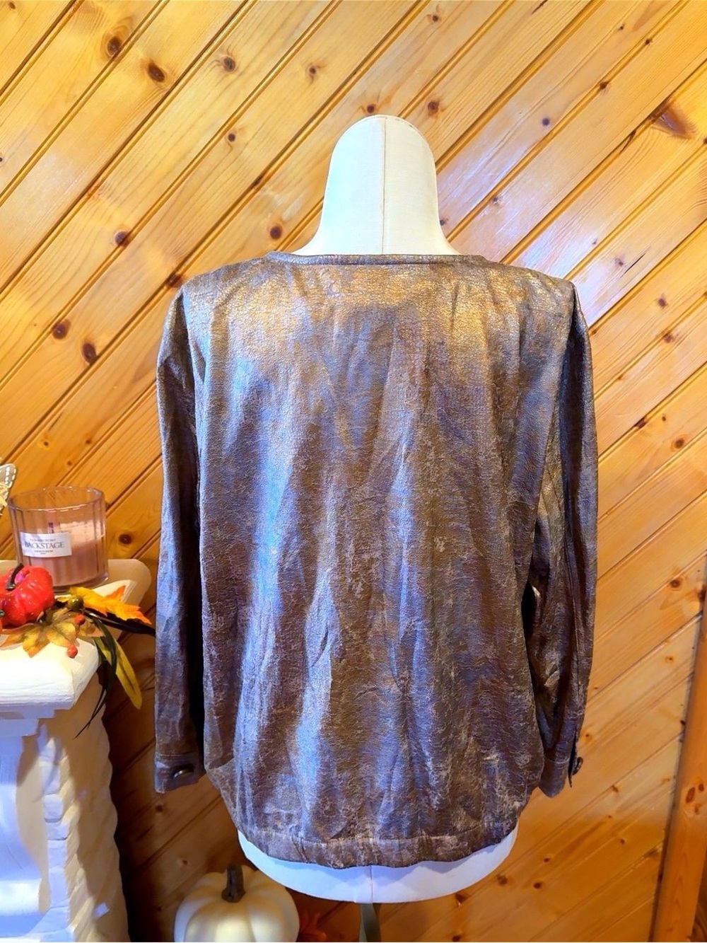 Ruby Rd. Metallic Shimmer Collarless Button Front Jacket Size 12 - Picture 2 of 10